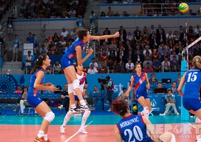 ​Azerbaijani women's volleyball players competing for the bronze medal