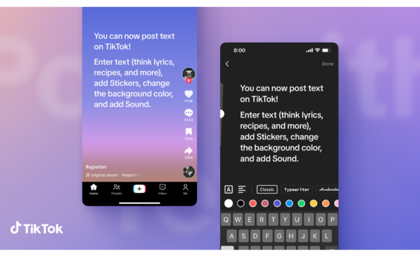 TikTok mətn postlarının yeni formatını təqdim edir