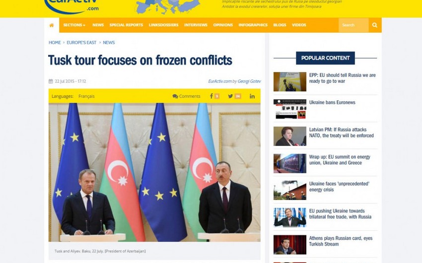 Euractiv highlights President of the European Council's South Caucasus trip