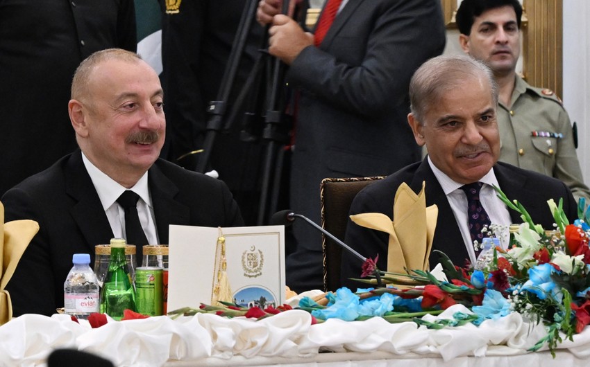 Official dinner hosted on behalf of Prime Minister of Pakistan Muhammad Shehbaz Sharif in honor of President of Azerbaijan Ilham Aliyev