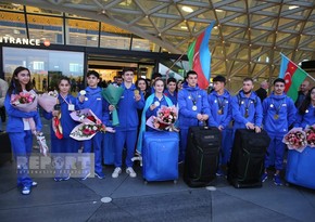 Азербайджанские гимнасты, завоевавшие на чемпионате Европы золотые медали, вернулись на родину