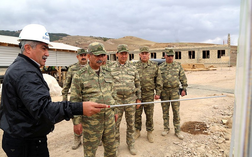 Minister of Defense of Azerbaijan inspected military facilities being under construction