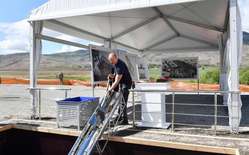 President Ilham Aliyev attends groundbreaking ceremony for administrative building in Gubadli