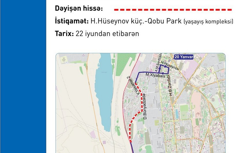 Bakıda daha iki marşrut xətti üzrə hərəkət sxemi dəyişdirilib