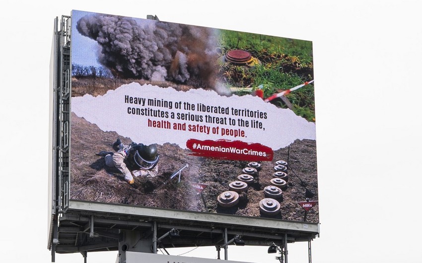 В Нидерландах разместили билборды на тему заминированных территорий Азербайджана