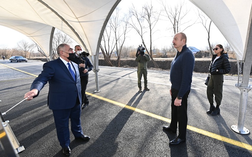 Azerbaijani president, first lady attend opening of Avshar-Salmanbayli-Ashagi Avshar-Khojavand highway