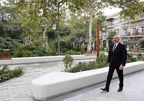 President Ilham Aliyev visits Khagani Garden and surrounding areas after improvements and renovations 