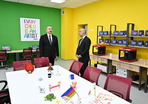 President Aliyev views conditions created at newly-built school No2 in Saray settlement
