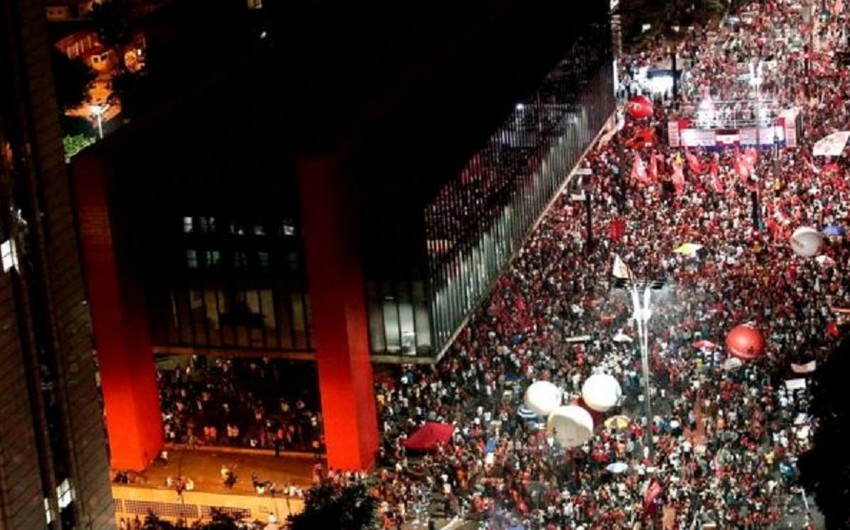 Protester against pension reforms in Brazil occupies finance ministry