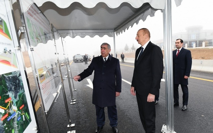 Prezident İlham Əliyev Bakı-Şamaxı-Yevlax avtomobil yolunun 101-117-ci kilometrlik hissəsinin açılışında iştirak edib - YENİLƏNİB
