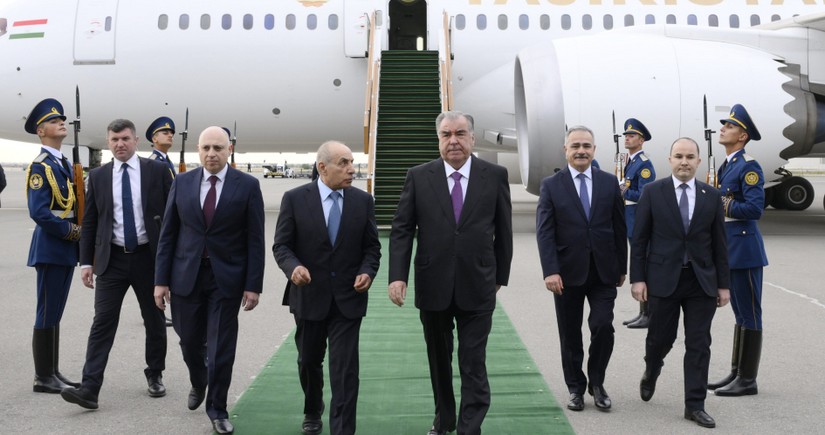 President of Tajikistan Emomali Rahmon arrives on a state visit to Azerbaijan