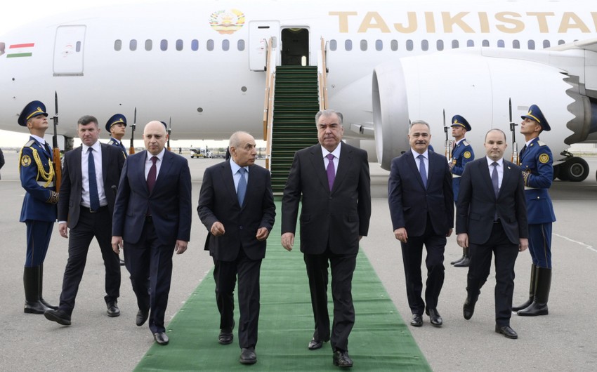 President of Tajikistan Emomali Rahmon arrives on a state visit to Azerbaijan