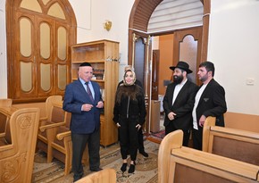 Leyla Əliyeva Qubada Qırmızı qəsəbədə “Altı günbəz” sinaqoqu ilə tanış olub