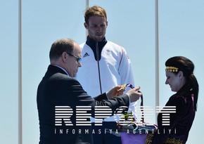 Prince of Monaco, Prince Albert II awards Azerbaijani triathlon athlete at the I European Games