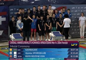 Azərbaycanın üzgüçülük komandası Latviyada qızıl medal qazanıb