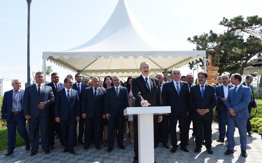 Президент Азербайджана принял участие в открытии проекта по снабжению питьевой водой Пираллахинского района