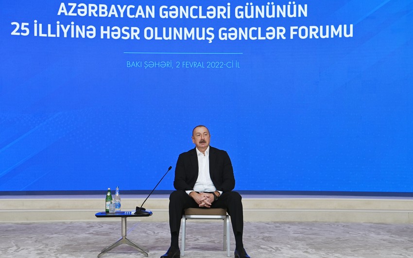 President Ilham Aliyev speaks at Youth Forum