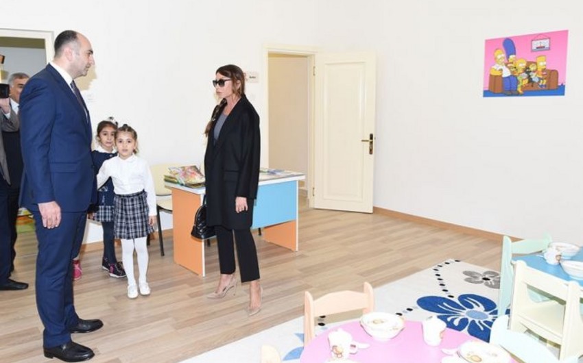 Первая леди Азербайджана приняла участие в открытии детского сада-яслей в поселке Бузовна