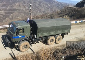 Vehicles of Russian peacekeepers move freely on Khankandi-Lachin road