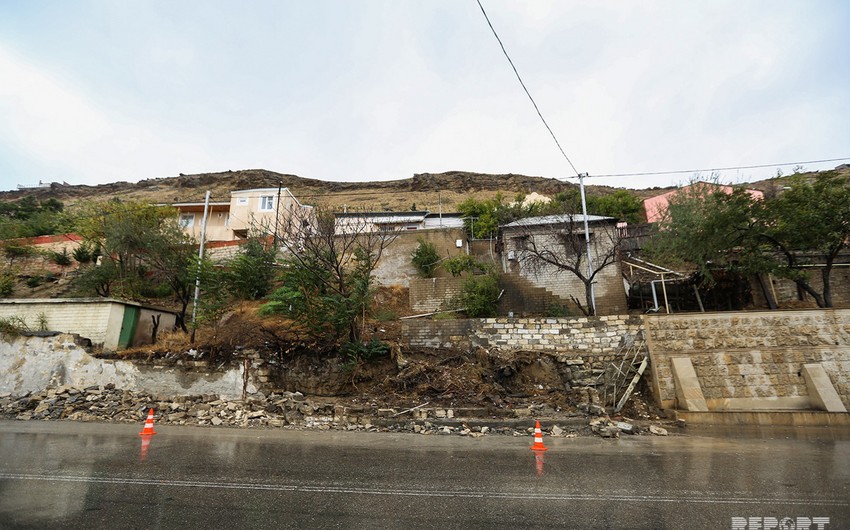 Landslide in another area in Baku causes supporting wall collapse