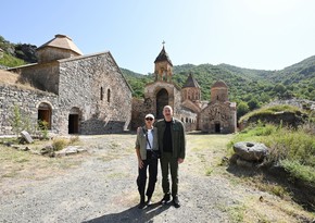 President Ilham Aliyev and First Lady Mehriban Aliyeva visit Khudavang monastery complex in Kalbajar