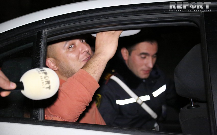 В Баку во время рейда не подчинившийся полиции пьяный водитель угрожал съемочной группе - ФОТО - ВИДЕО