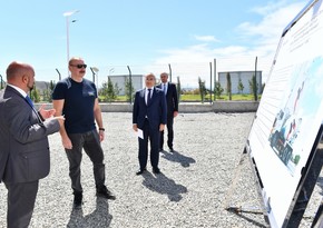 Ilham Aliyev views works done in Araz Valley Economic Zone Industrial Park and lays foundation stone for some facilities