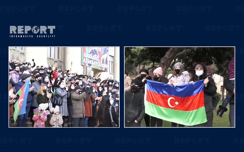Жители Баку с большим интересом наблюдали за военным парадом