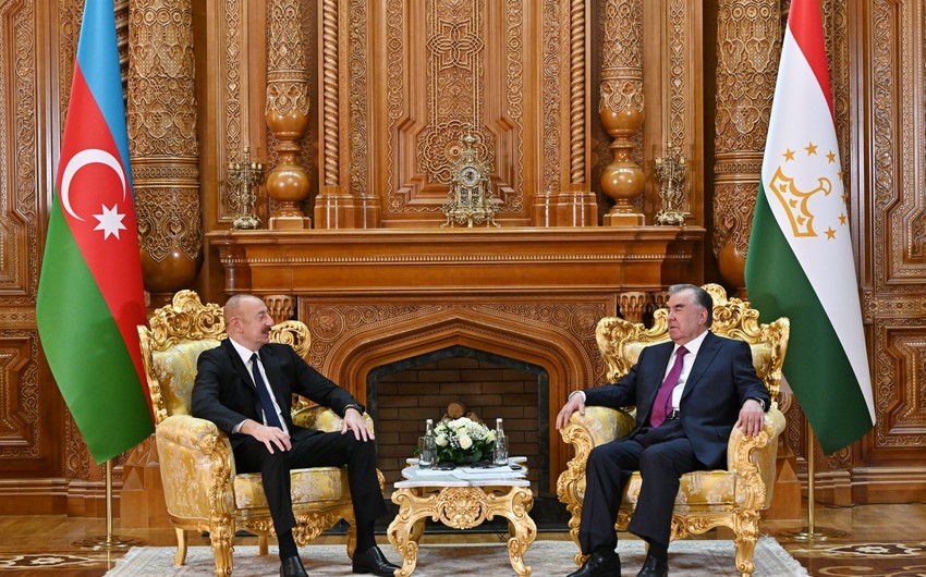 President of Azerbaijan Ilham Aliyev holds one-on-one meeting with President of Tajikistan Emomali Rahmon in Dushanbe