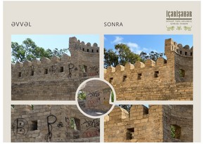 Крепостные стены Ичеришехер очищены от следов вандализма