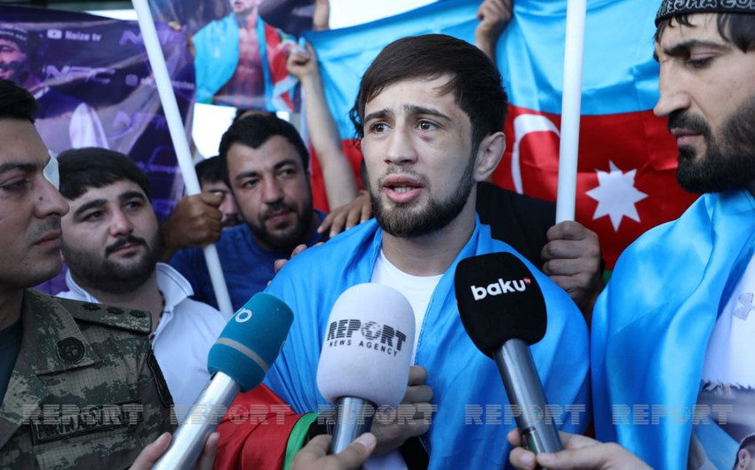 Одолевший армянского соперника азербайджанский боец MMA вернулся на родину - ВИДЕО