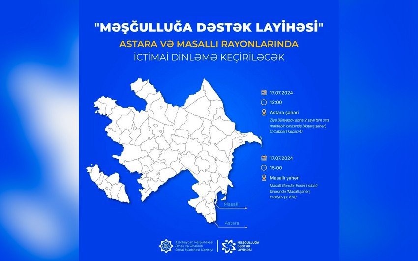 “Məşğulluğa Dəstək Layihəsi” çərçivəsində iki rayonda ictimai dinləmələr təşkil olunacaq