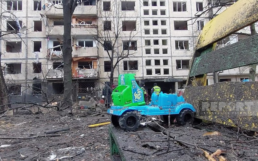 В результате ракетного обстрела Киева разрушены дома азербайджанцев