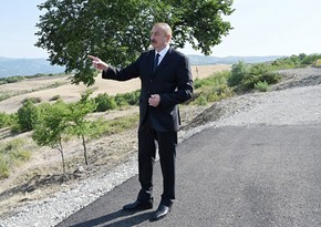 Prezident İlham Əliyev Bərdə-Ağdam avtomobil yolunda görülən işlərlə tanış olub