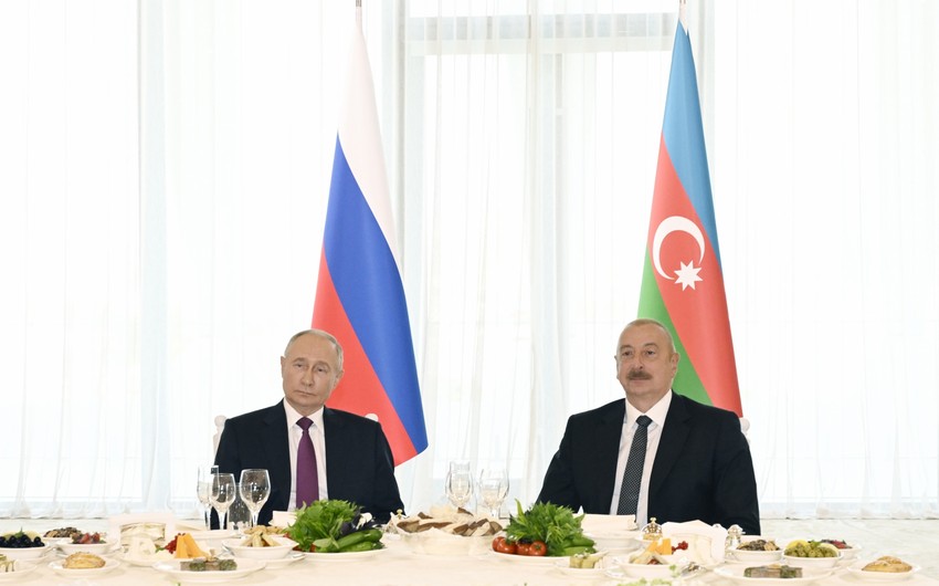 State reception hosted by President Ilham Aliyev in honor of Russian President Vladimir Putin in Baku 