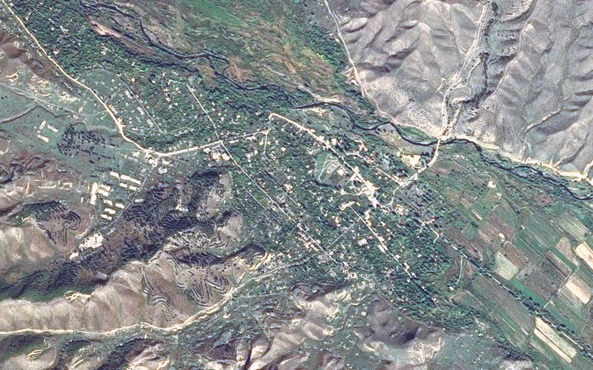 Вид из космоса освобожденного города Зангилан