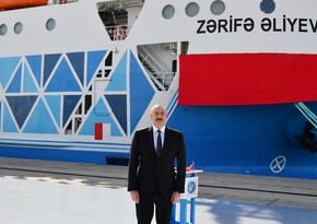 Azerbaijani President inaugurates Zarifa Aliyeva ferry boat 