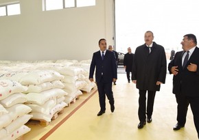 President Ilham Aliyev laid foundation of granary of Aghstafa grain processing and flour products plant