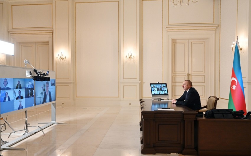 Ilham Aliyev receives new president of EBRD in video format