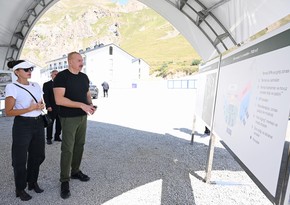 President Ilham Aliyev inspects construction progress of Istisu Treatment and Recreation Complex in Kalbajar district