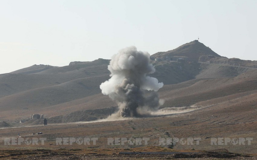 Tractor hits mine in Fuzuli