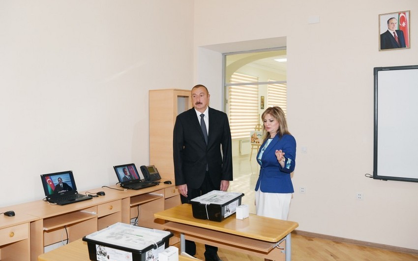 President Ilham Aliyev views conditions created at secondary school No 8 after major overhaul