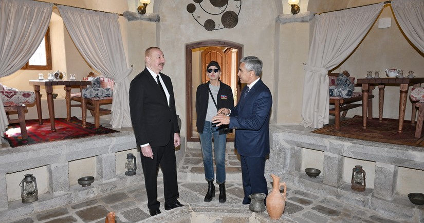 Президент и первая леди приняли участие в открытии бани Ширинсу в Шуше