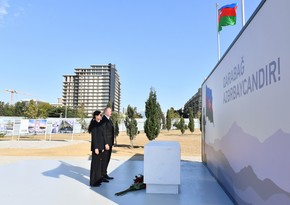 President Ilham Aliyev and First Lady Mehriban Aliyeva visit Victory Park under construction