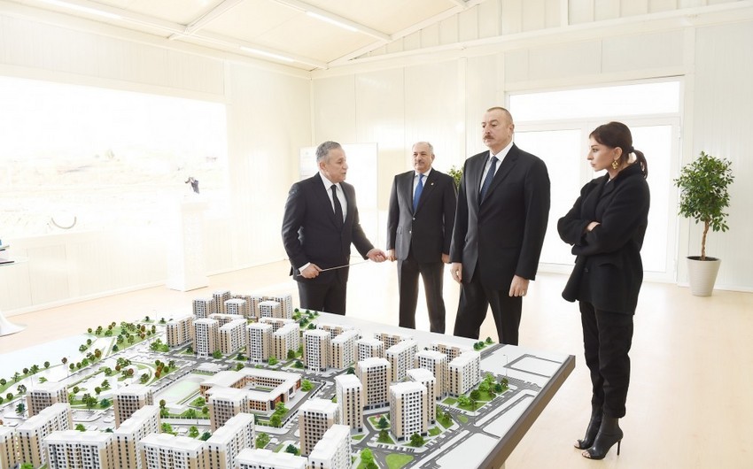 Президент Ильхам Алиев и первая леди Мехрибан Алиева приняли участие в открытии Ясамальского жилого комплекса  Госагентства жилищного строительства