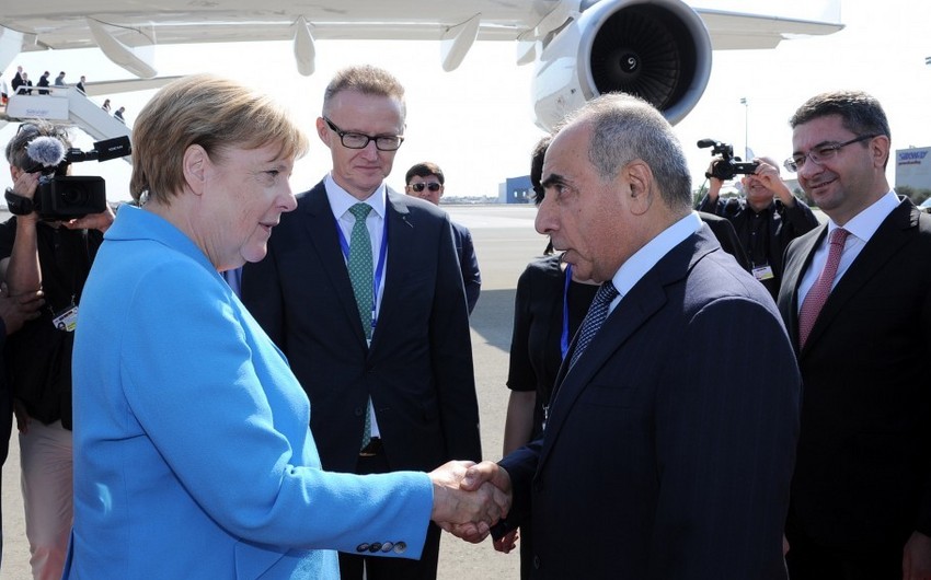 German Chancellor Angela Merkel arrives on working visit to Azerbaijan
