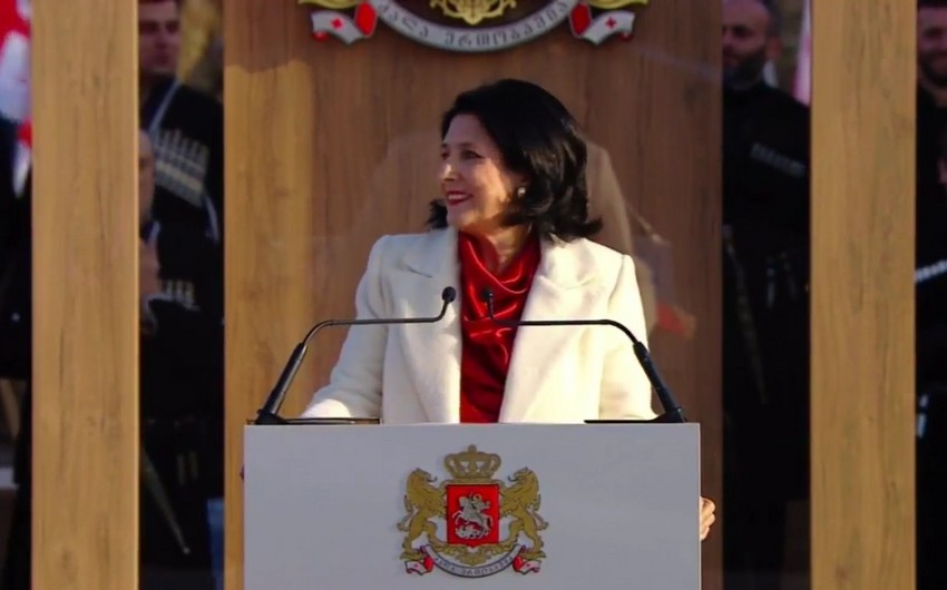 Salome Zurabishvili swears in as first female president in Georgia