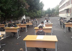 Azerbaijani students take open-air exam