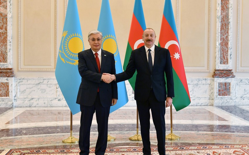 President of Azerbaijan Ilham Aliyev meets with President of Kazakhstan Kassym-Jomart Tokayev