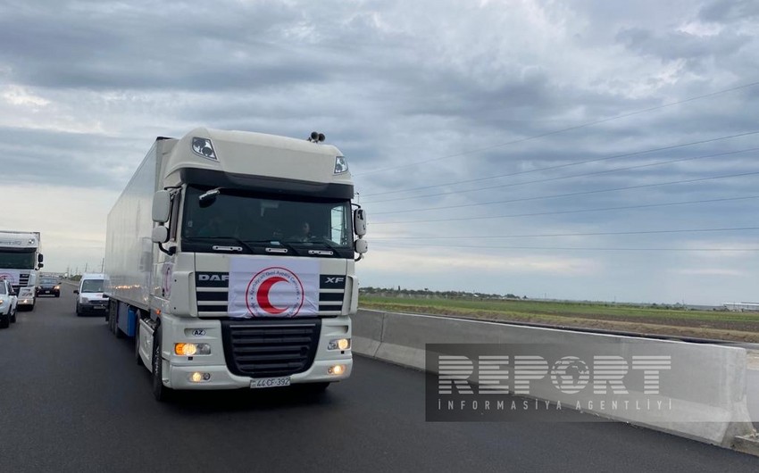 Humanitarian aid convoy sent from Baku on Aghdam-Khankandi road